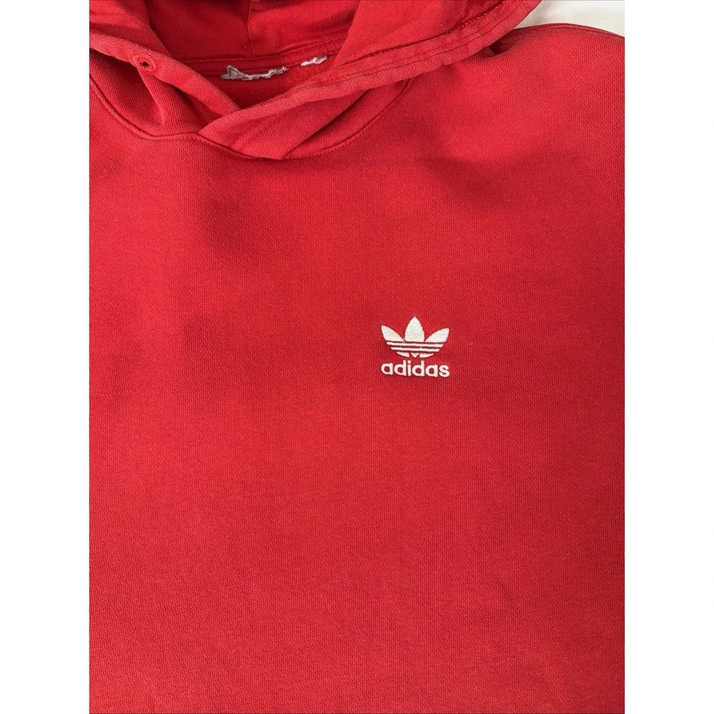 Adidas Originals Hoodie Sweatshirt Mens Small Red Trefoil‎ Logo Fleece Pullover